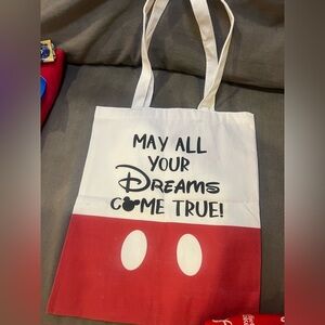 Disney Tote Bag May All Your Dreams Come True Red Mickey Mouse Bag Etsy Gift